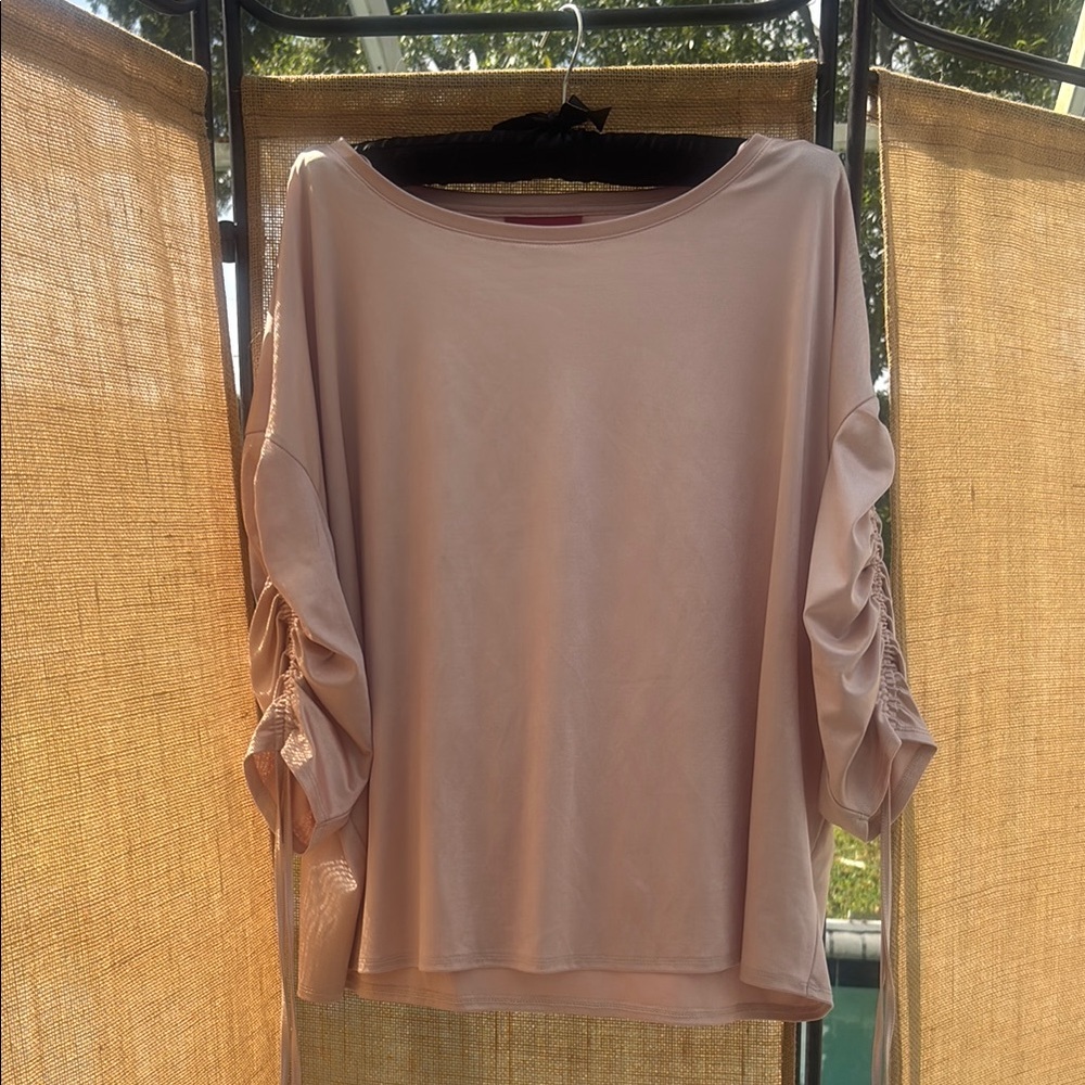 Jennifer Lopez Pink Ruched Blouse Relaxed Style
